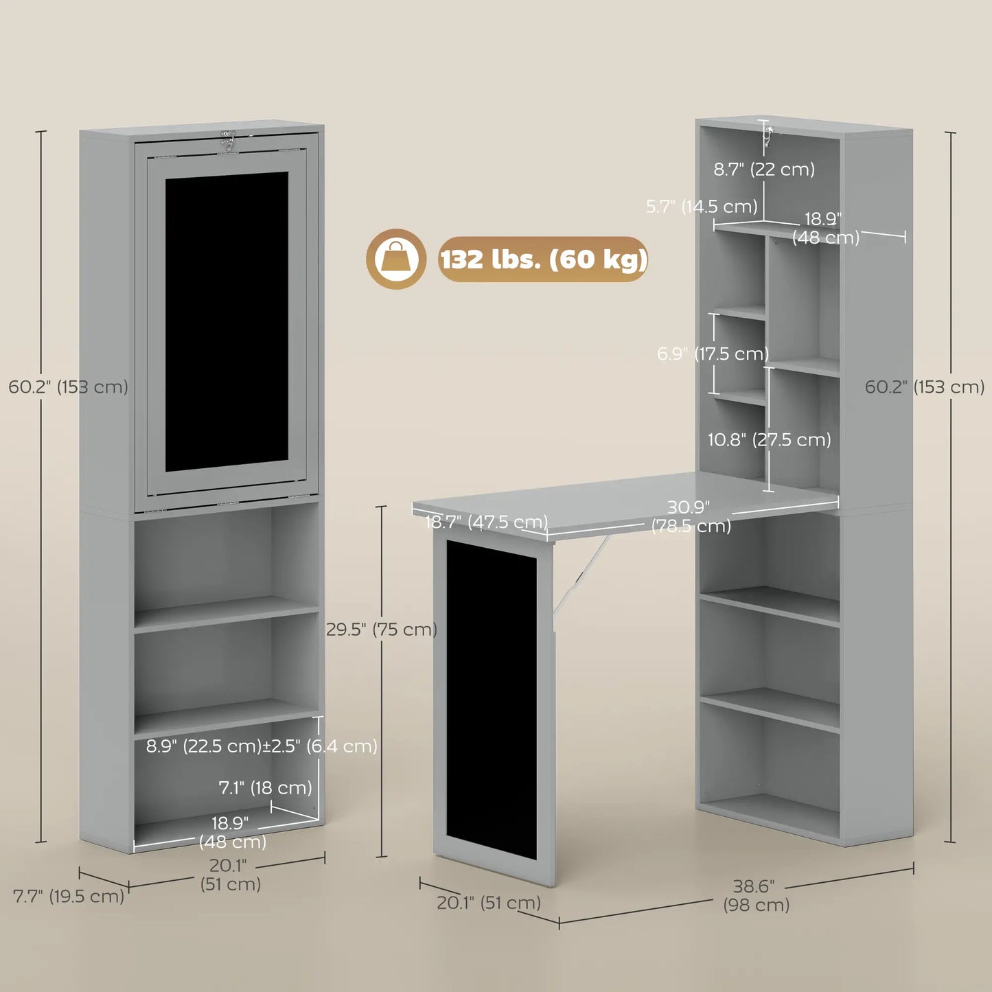Bureau Mural Pliable Convertible | Gain de Place & Design