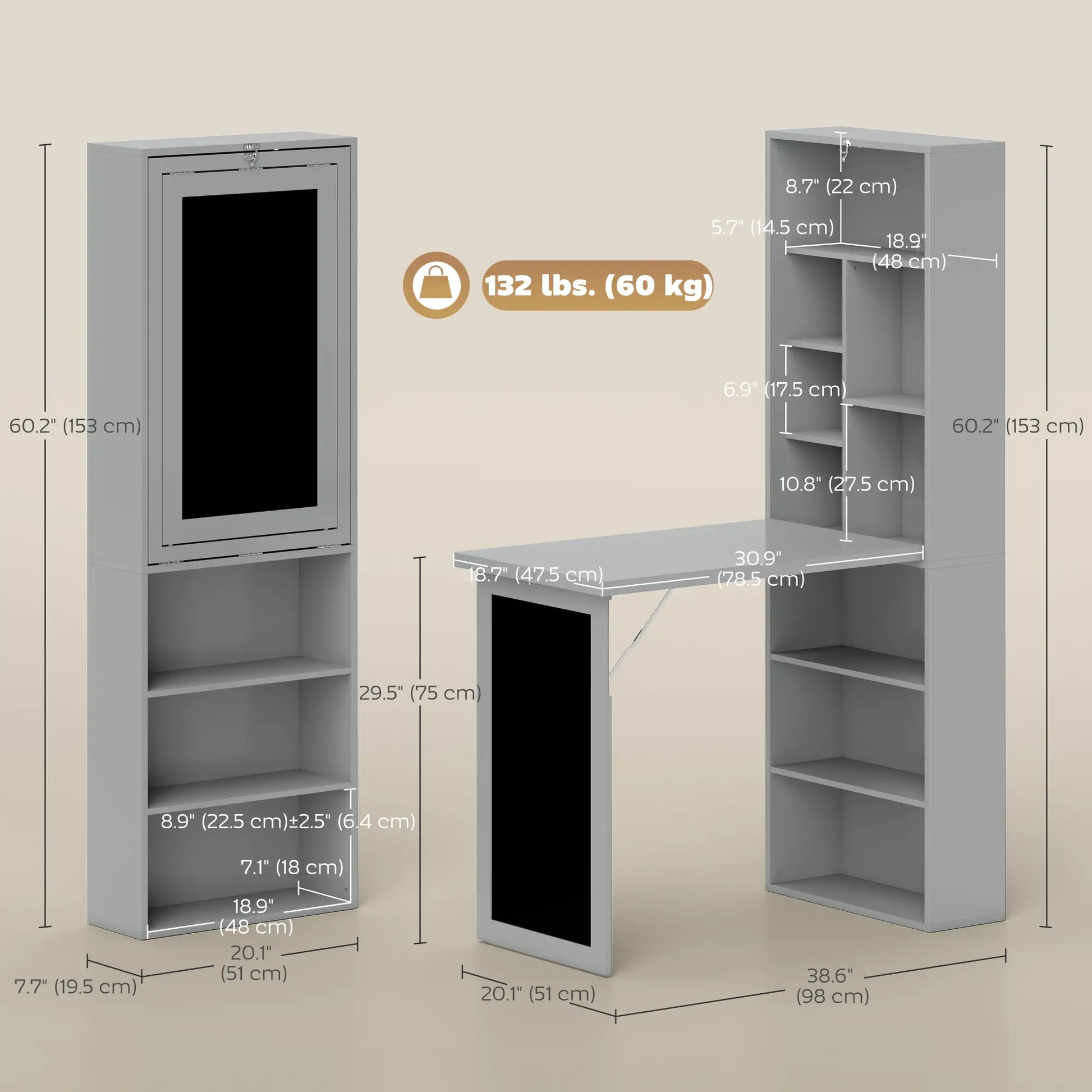 Bureau Mural Pliable Convertible | Gain de Place & Design