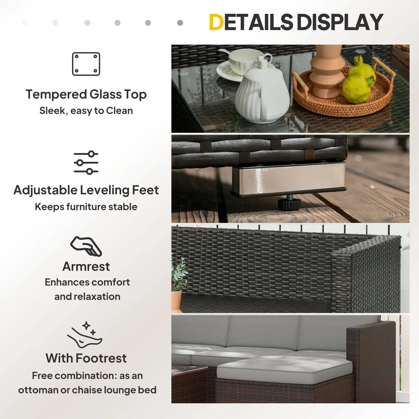 Mobilier de patio avec coussins moelleux, ensembles de canapés