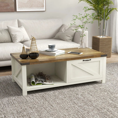 Table Basse avec Rangement Moderne avec Tiroir et Étagère