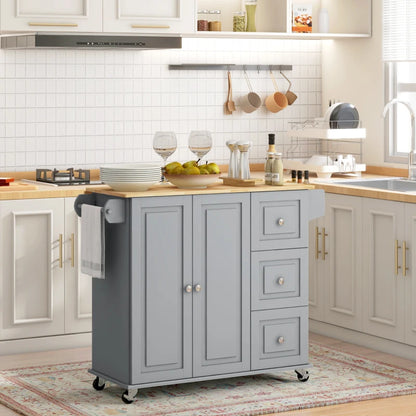 Îlot de Cuisine Mobile à Plateau Extensible - Gain d'espace