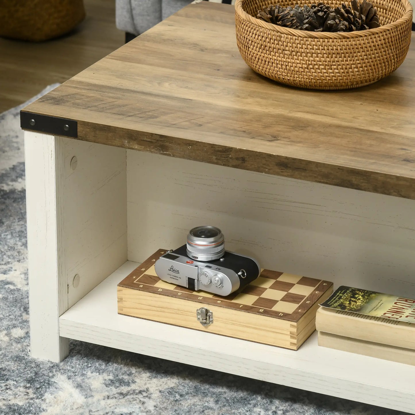 Table Basse avec Rangement Moderne avec Tiroir et Étagère