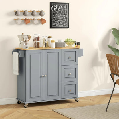 Îlot de Cuisine Mobile à Plateau Extensible - Gain d'espace